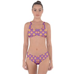 Colorful Geometric Polka Print Criss Cross Bikini Set