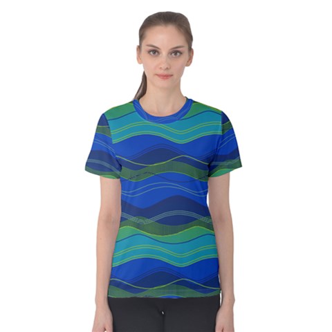 Geometric Line Wave Chevron Waves Novelty Women s Cotton Tee by Mariart