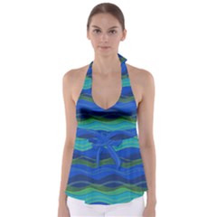 Geometric Line Wave Chevron Waves Novelty Babydoll Tankini Top by Mariart