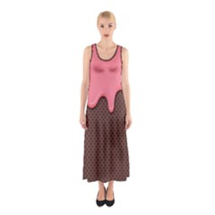 Ice Cream Pink Choholate Plaid Chevron Sleeveless Maxi Dress by Mariart