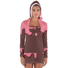 Ice Cream Pink Choholate Plaid Chevron Women s Long Sleeve Hooded T-shirt by Mariart