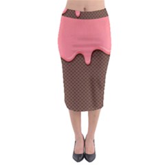 Ice Cream Pink Choholate Plaid Chevron Midi Pencil Skirt by Mariart