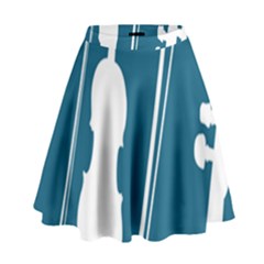 Violin Music Blue High Waist Skirt