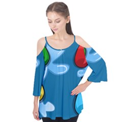 Water Balloon Blue Red Green Yellow Spot Flutter Tees