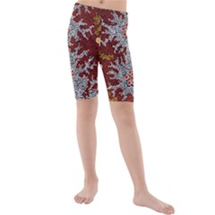 Aboriginal Art – Riverside Dreaming Kids  Mid Length Swim Shorts by hogartharts