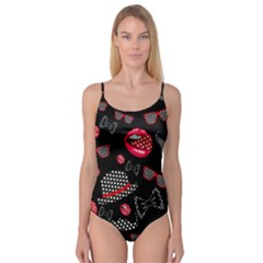 Lip Hat Vector Hipster Example Image Star Sexy Black Red Camisole Leotard  by Mariart