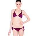 Maroon Striped Texture Bikini Set View3