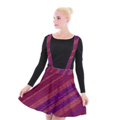 Maroon Striped Texture Suspender Skater Skirt by Mariart