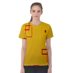 Overlap Squares Orange Plaid Red Women s Cotton Tee