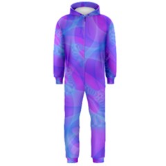 Original Purple Blue Fractal Composed Overlapping Loops Misty Translucent Hooded Jumpsuit (men)  by Mariart