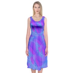 Original Purple Blue Fractal Composed Overlapping Loops Misty Translucent Midi Sleeveless Dress by Mariart