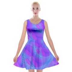 Original Purple Blue Fractal Composed Overlapping Loops Misty Translucent Velvet Skater Dress by Mariart