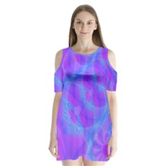 Original Purple Blue Fractal Composed Overlapping Loops Misty Translucent Shoulder Cutout Velvet  One Piece by Mariart