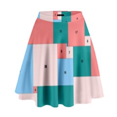 Simple Perfect Squares Squares Order High Waist Skirt by Mariart