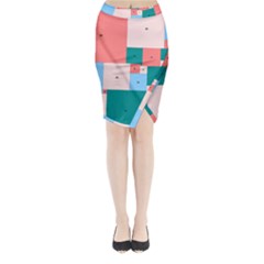 Simple Perfect Squares Squares Order Midi Wrap Pencil Skirt by Mariart