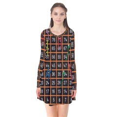 Snakes Ladders Game Plaid Number Flare Dress by Mariart