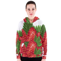 Strawberry Red Seed Leaf Green Women s Zipper Hoodie by Mariart