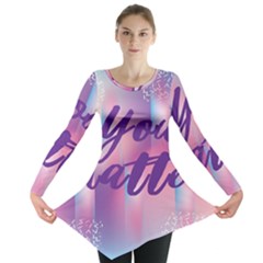 You Matter Purple Blue Triangle Vintage Waves Behance Feelings Beauty Long Sleeve Tunic  by Mariart