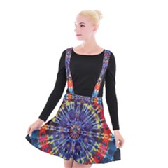 Circle Purple Green Tie Dye Kaleidoscope Opaque Color Suspender Skater Skirt by Mariart