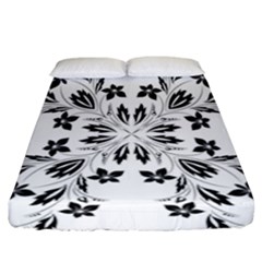 Floral Element Black White Fitted Sheet (california King Size) by Mariart