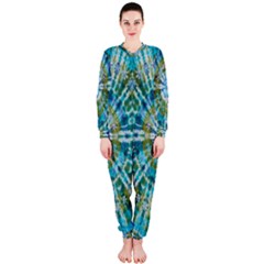 Green Flower Tie Dye Kaleidoscope Opaque Color Onepiece Jumpsuit (ladies)  by Mariart