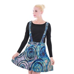 Green Blue Circle Tie Dye Kaleidoscope Opaque Color Suspender Skater Skirt by Mariart