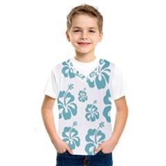 Hibiscus Flowers Green White Hawaiian Blue Kids  Sportswear by Mariart