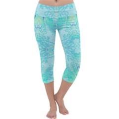 Green Tie Dye Kaleidoscope Opaque Color Capri Yoga Leggings by Mariart