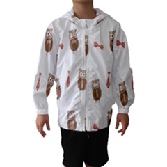 Insulated Owl Tie Bow Scattered Bird Hooded Wind Breaker (kids) by Mariart