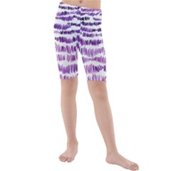 Original Feather Opaque Color Purple Kids  Mid Length Swim Shorts by Mariart