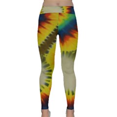 Red Blue Yellow Green Medium Rainbow Tie Dye Kaleidoscope Opaque Color Classic Yoga Leggings by Mariart