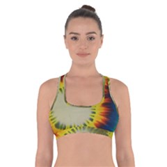 Red Blue Yellow Green Medium Rainbow Tie Dye Kaleidoscope Opaque Color Cross Back Sports Bra by Mariart