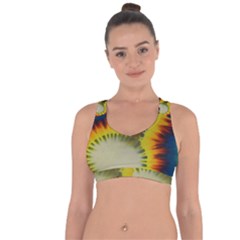 Red Blue Yellow Green Medium Rainbow Tie Dye Kaleidoscope Opaque Color Cross String Back Sports Bra