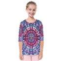 Red Purple Tie Dye Kaleidoscope Opaque Color Kids  Quarter Sleeve Raglan Tee View1