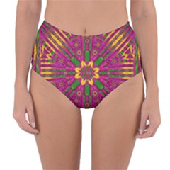 Feather Stars Mandala Pop Art Reversible High-waist Bikini Bottoms by pepitasart