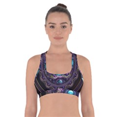 Beautiful Turquoise And Amethyst Fractal Jewelry Cross Back Sports Bra by jayaprime