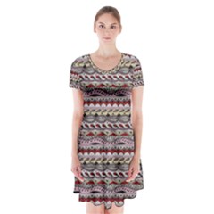 Aztec Pattern Patterns Short Sleeve V-neck Flare Dress by BangZart