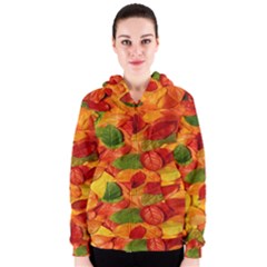 Leaves Texture Women s Zipper Hoodie by BangZart