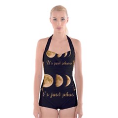 Moon Phases  Boyleg Halter Swimsuit 