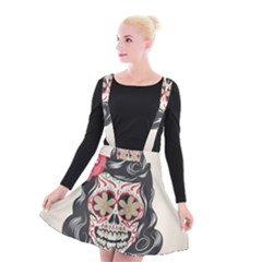 Woman Sugar Skull Suspender Skater Skirt