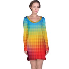 Blurred Color Pixels Long Sleeve Nightdress by BangZart