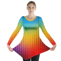 Blurred Color Pixels Long Sleeve Tunic  by BangZart