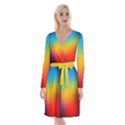 Blurred Color Pixels Long Sleeve Velvet Front Wrap Dress View1