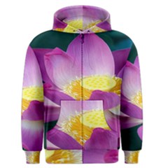 Pink Lotus Flower Men s Zipper Hoodie by BangZart