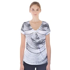 Enso, A Perfect Black And White Zen Fractal Circle Short Sleeve Front Detail Top by jayaprime