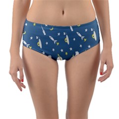 Space Rockets Pattern Reversible Mid-waist Bikini Bottoms