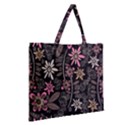 Flower Art Pattern Zipper Large Tote Bag View2