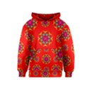 Rainbow Colors Geometric Circles Seamless Pattern On Red Background Kids  Pullover Hoodie View1