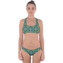 Vintage Pattern Unique Elegant Cross Back Hipster Bikini Set