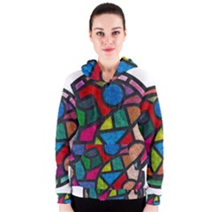 Stained Glass Color Texture Sacra Women s Zipper Hoodie by BangZart